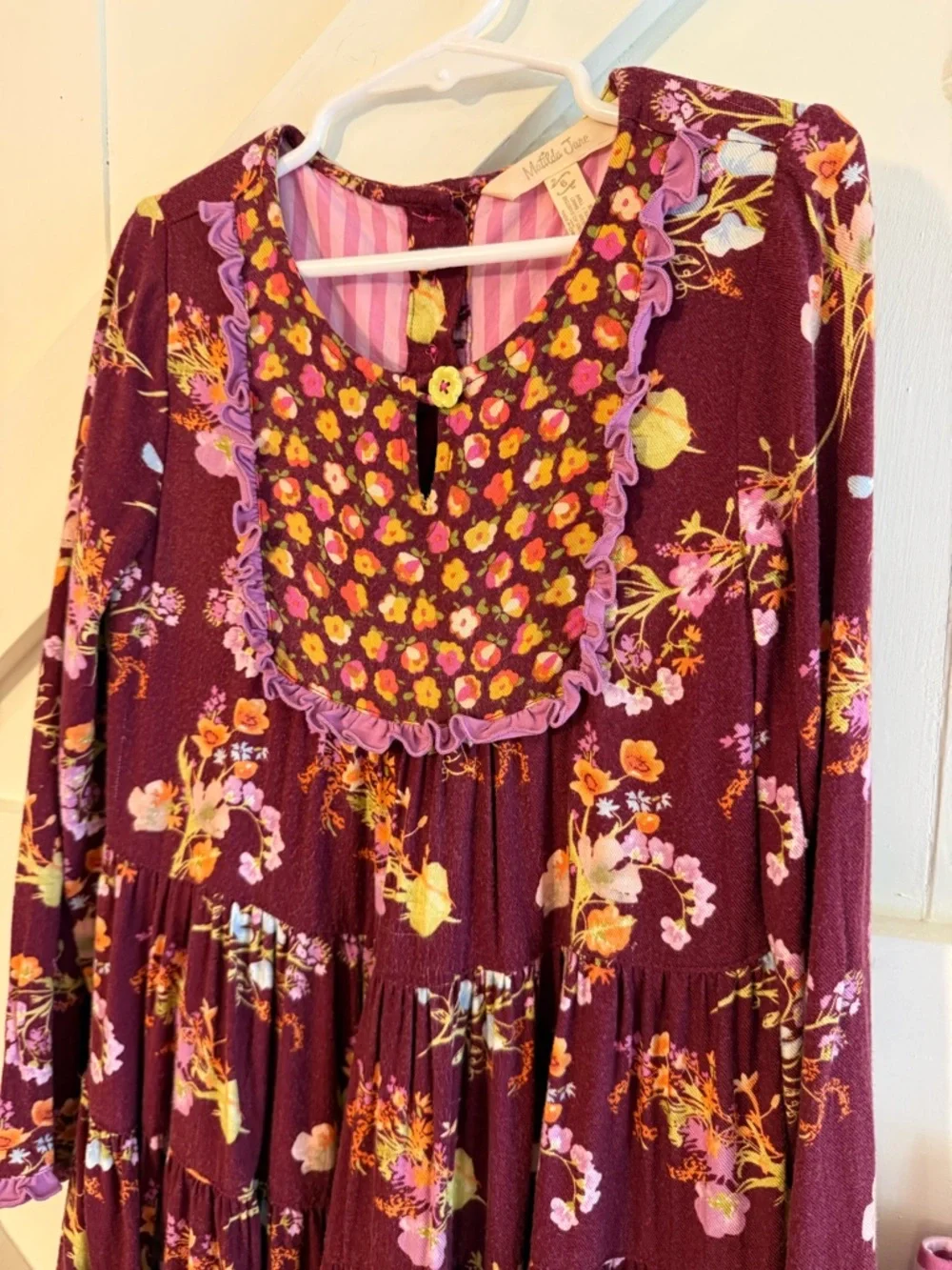 Matilda Jane Girls Size 6 Floral Dress & Ruffle Leggings 2 Piece Outfit Set